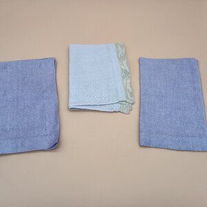 Vintage Cotton Handkerchiefs Set of 3 Purple Rectangular Hankies Jacquard Lace